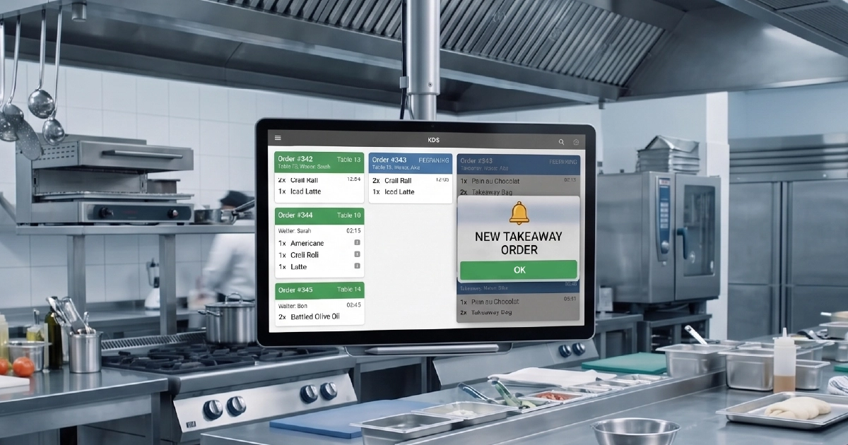 Restaurant digital ordering system routing orders to the correct table, counter, and service point